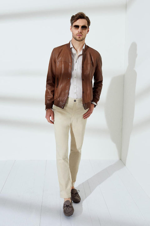 Us Polo Assn Men Camel Leather Jacket