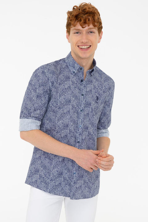 Us Polo Assn Men's Navy Blue Shirt Long Sleeve 50240870-VR033