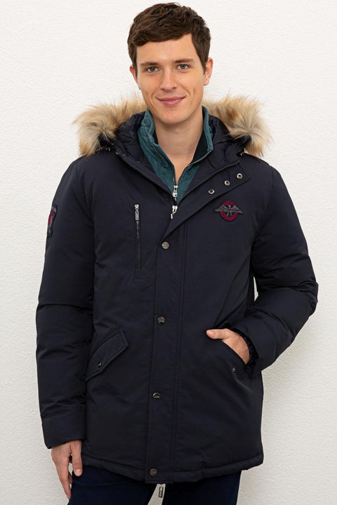 Us Polo  Assn Men  Navy Blue Coat Synthetic