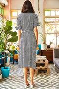 Olalook Women's Black Sleeve Detailed Belted Soft Textured Viscose Dress