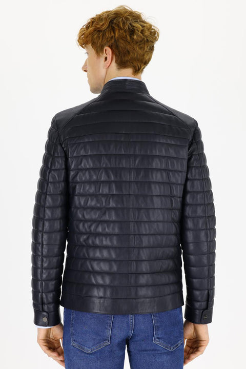 Us Polo Assn Navy Blue Leather Jacket