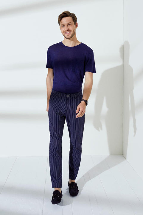 Us Polo Assn Striped Navy Blue Chinos Pants