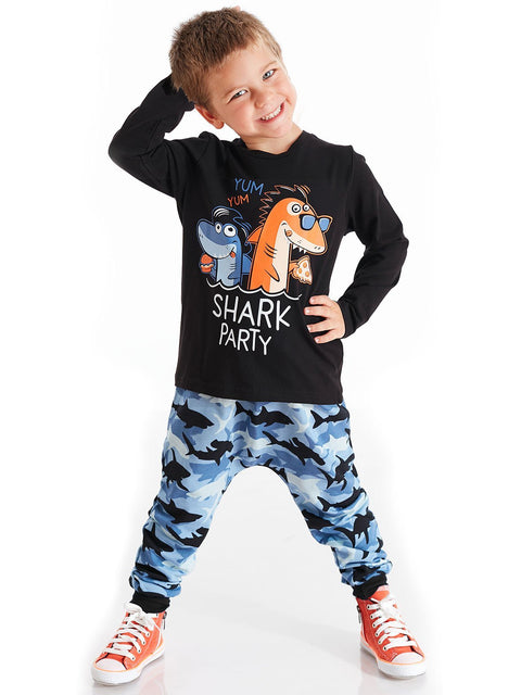 Denokids Shark Party Baggy Pants Set