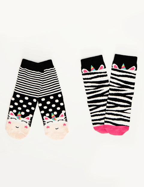 Denokids Zebra Girl 2-Pack Socks Set