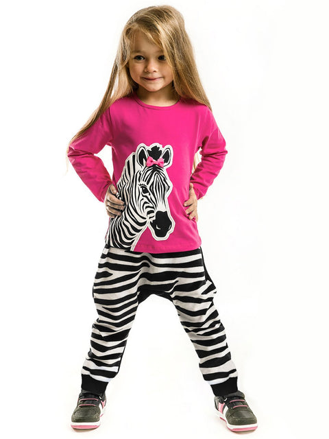 Denokids Zebra Fashion Girl Baggy Pants Set
