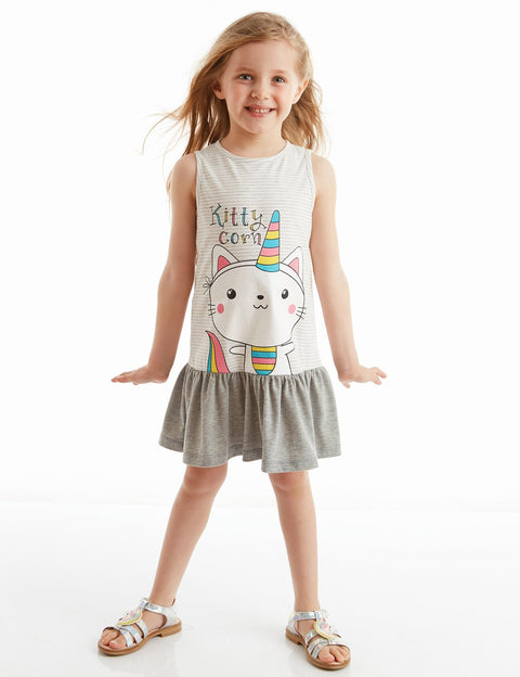 Denokids Kittycorn Cotton Girl Dress