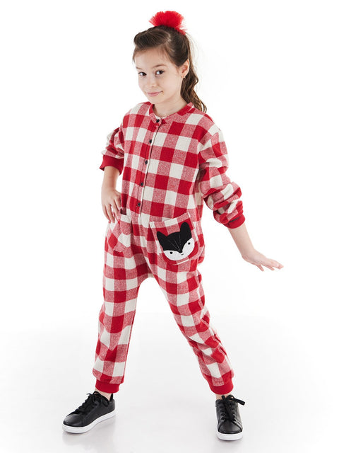 Denokids Fox Plaid Girl Overall