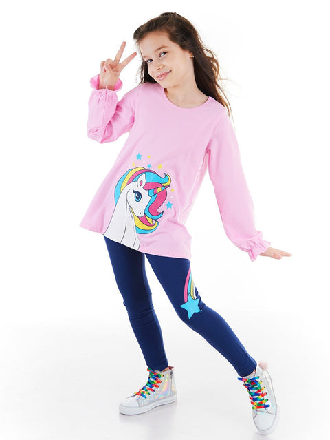 Denokids Rainbow Girl Tunic&Leggings Set