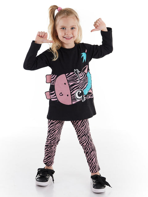 Denokids Cute Zebra Girl T-shirt&Leggings Set