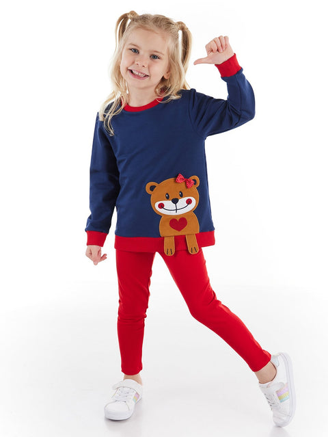 Denokids Teddy Girl Sweatshirt&Leggings Set