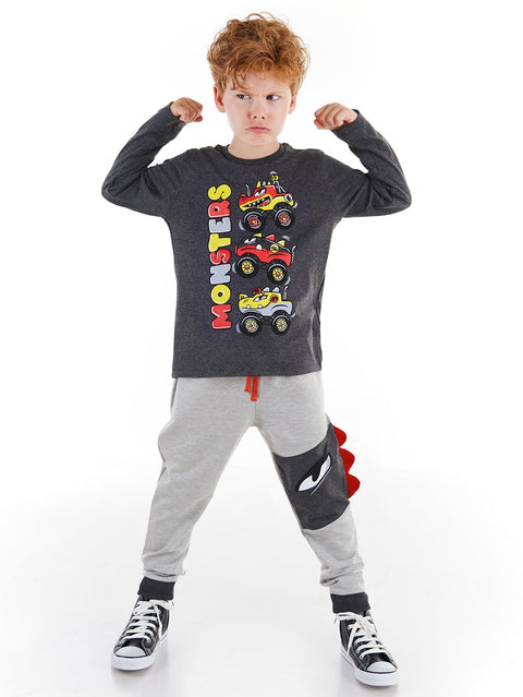 Denokids Monster Cars Boy T-shirt&Pants Set