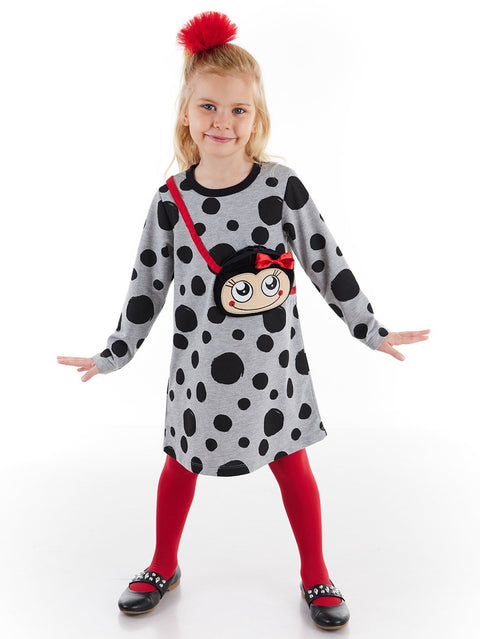Denokids Lady Bug Grey Girl Dress