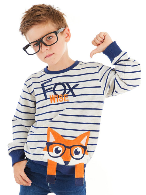 Denokids Fox Striped Boy Sweatshirt