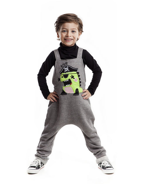 Denokids Rawr Gray Overall