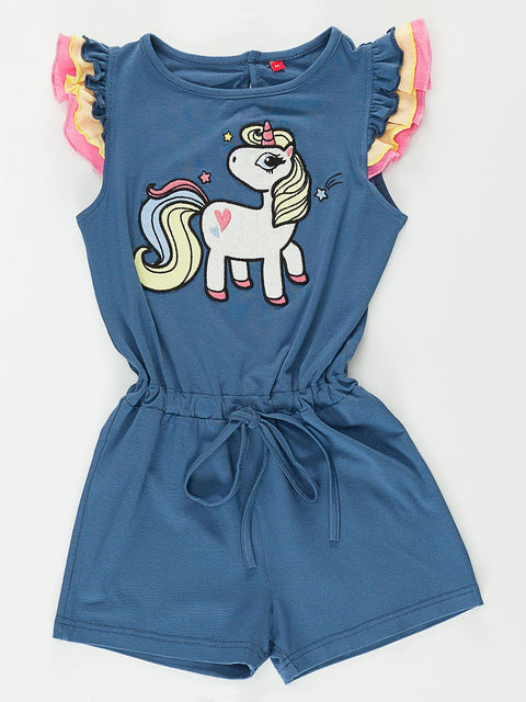 Denokids Unicorn Ruffled Overall