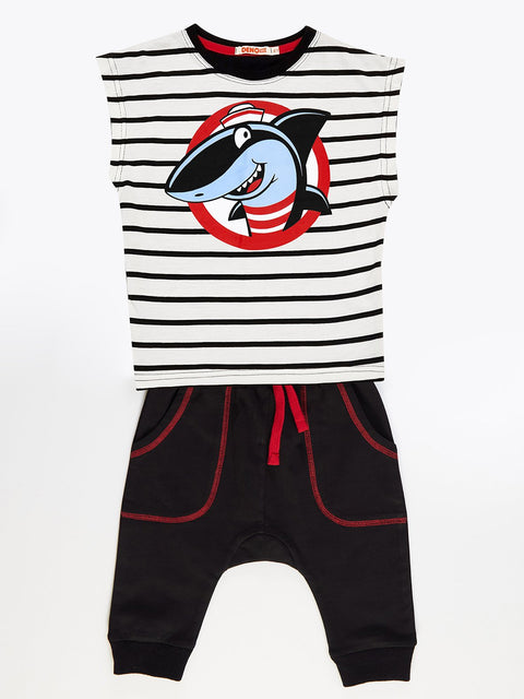 Denokids Sailor Shark Boy T-shirt & Capri Set