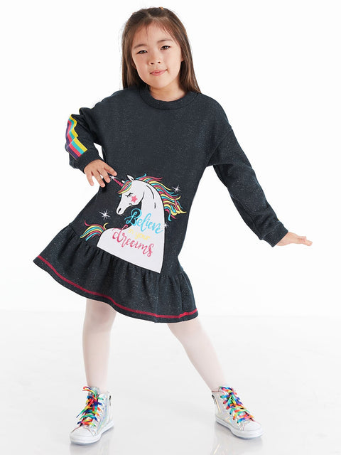 Mushi Believe Unicorn Navy Blue Dress
