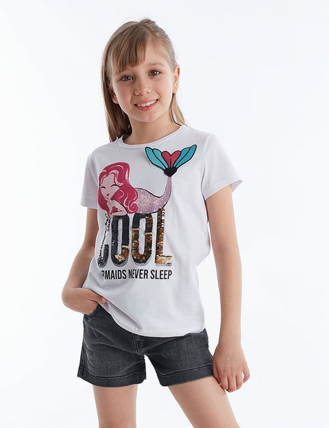 Mushi Cool Mermaid Girl Denim Shorts Set