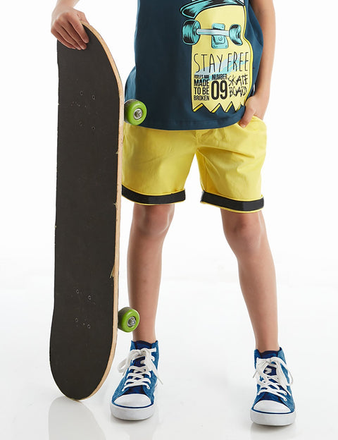 Mushi  Yellow Gabardine Boy Shorts