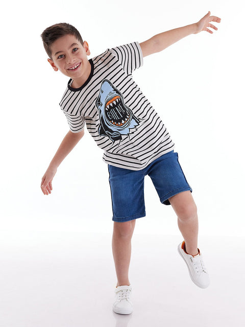 Mushi Bite Me Boy T-shirt & Denim Shorts Set