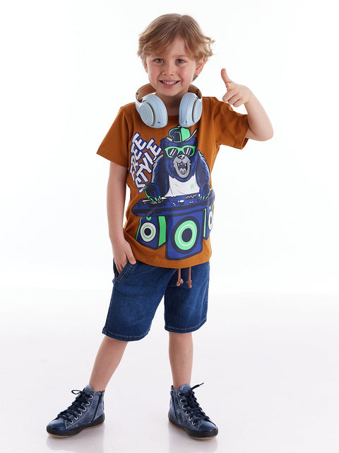 Mushi DJ Boy T-shirt & Denim Shorts Set
