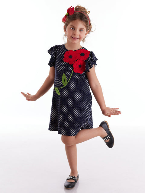 Mushi Dotted Poppy Cotton Girl Dress