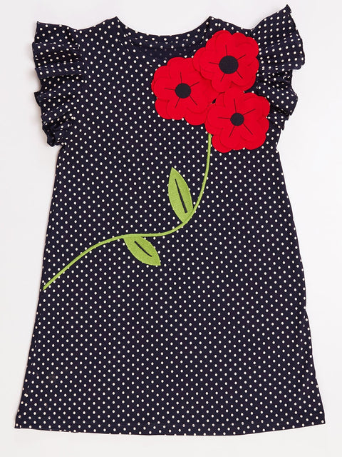Mushi Dotted Poppy Cotton Girl Dress