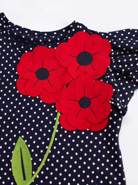Mushi Dotted Poppy Cotton Girl Dress