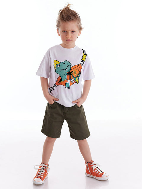 Mushi Dino Boy T-shirt & Gabardine Shorts Set