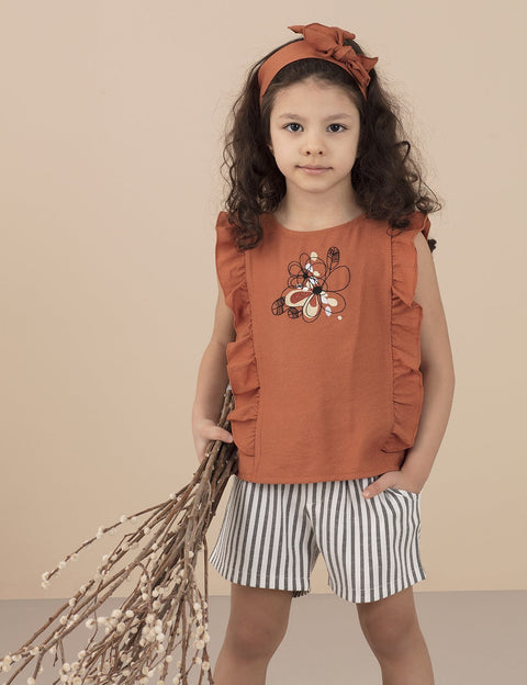Ollie & Olla Rusty Colored Girl Top