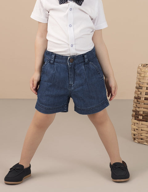 Ollie & Olla Blue Mid-Wash Boy Denim Shorts