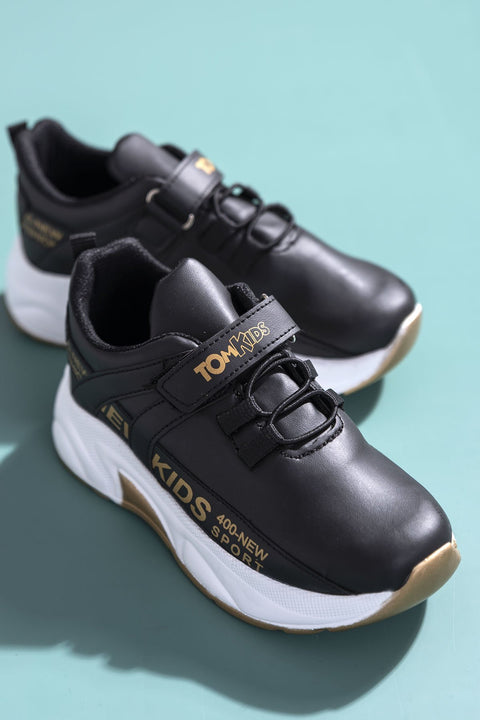 TonnyBlack Black Gold Kids Sneakers