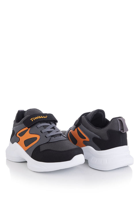 TonnyBlack Black Orange Kids Sport Shoes