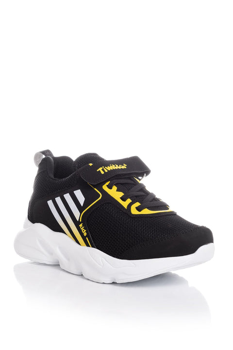 TonnyBlack Black Yellow Kids Sport Shoes