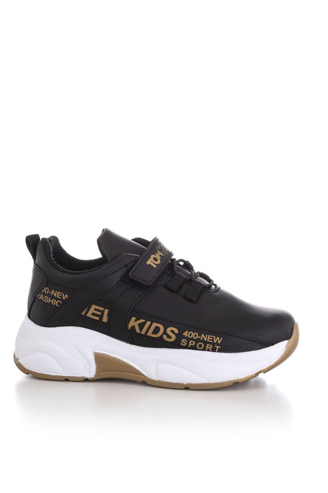 TonnyBlack Black Gold Kids Sneakers