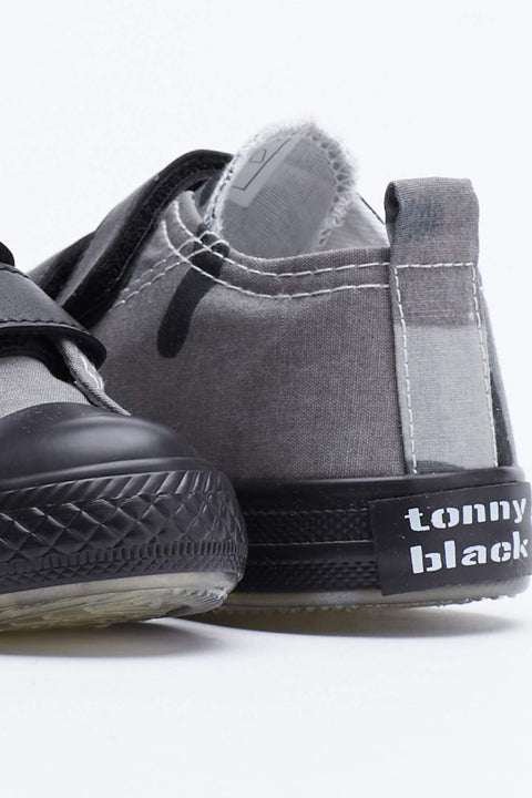 TonnyBlack Gray Kids Sport Shoes With Light Velcro