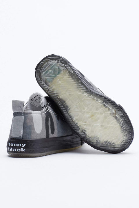 TonnyBlack Gray Kids Sport Shoes With Light Velcro