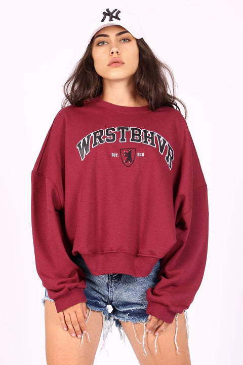 Madmext Women's  Burgandy  Sweatshirt MG1196