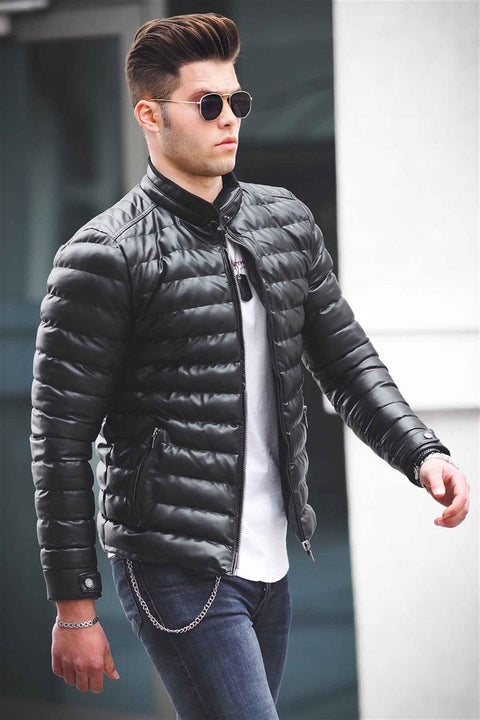 Madmext Black Leather Jacket 9098