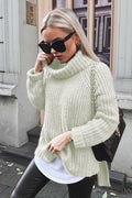 Madmext Mad Girls Ecru Oversize Slit Women's Sweater MG760