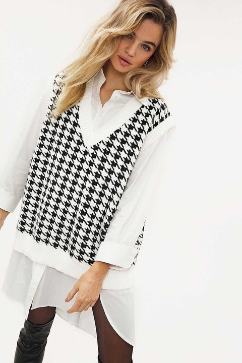 Madmext Mad Girls White Patterned Women's Sweater MG822