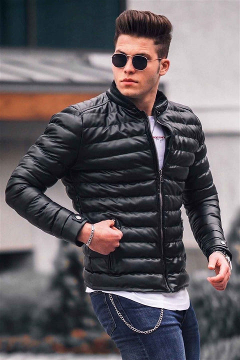 Madmext Black Leather Jacket 9098