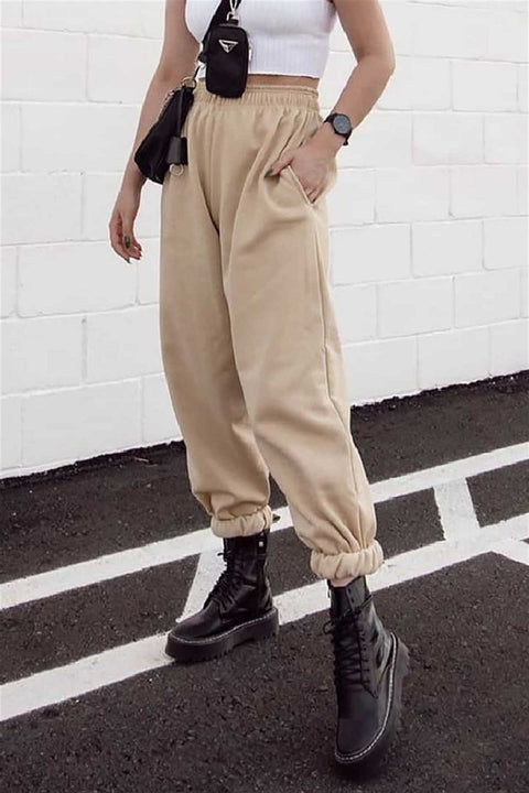 Madmext Women's Camel Elastic Oversized Women's Sweatpants MG324
