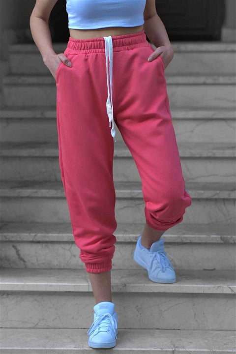 Madmext Women's Pink Basic Sweatpants MG304