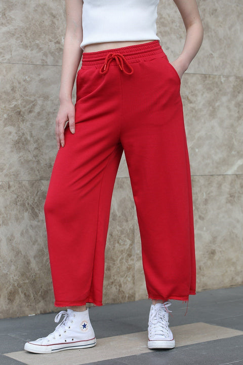 Madmext Women's Red Wide Leg Sweatpants MG1100