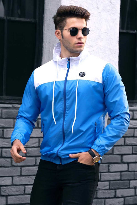 Madmext Blue Men Raincoat 4777