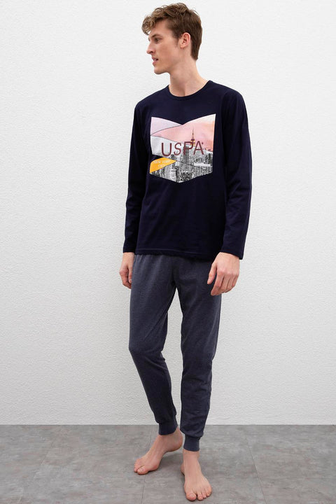 Us Polo Assn Men's Navy Blue Pajamas Set 50223321-VR033