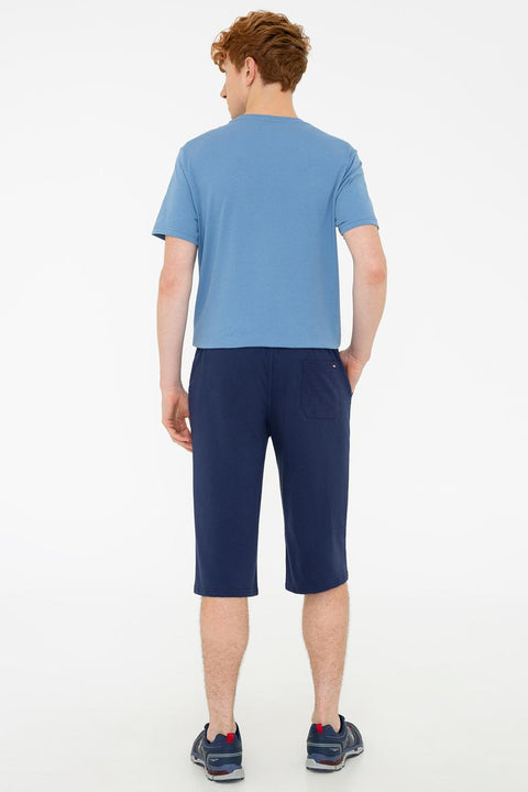 Us Polo Assn Men's Navy Blue Knitted Shorts 50222631-VR033