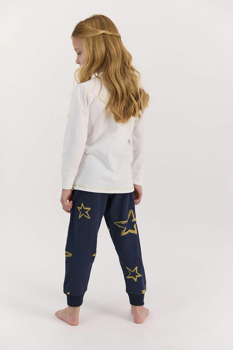 Arnetta Girl's Little Hoglet Cream Long Sleeve Pajamas Set