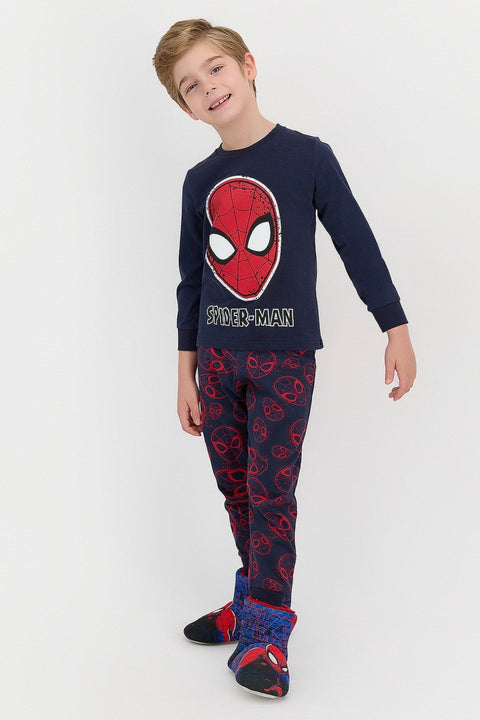 Spiderman Licensed Navy Blue Boy Pajamas Set